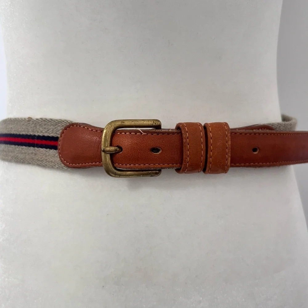 Coach Vintage Wool Leather Brass Hardware Blue Red Tan 8904 Size 32 Preppy